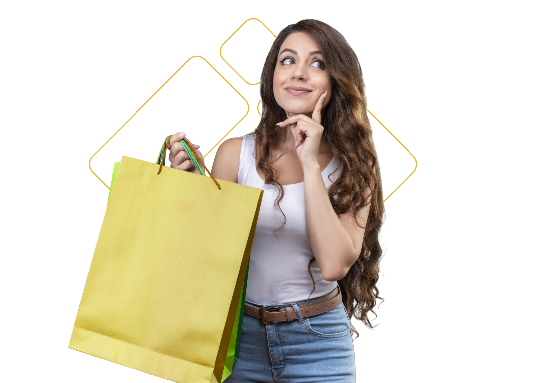 Mulher com sacola de compras